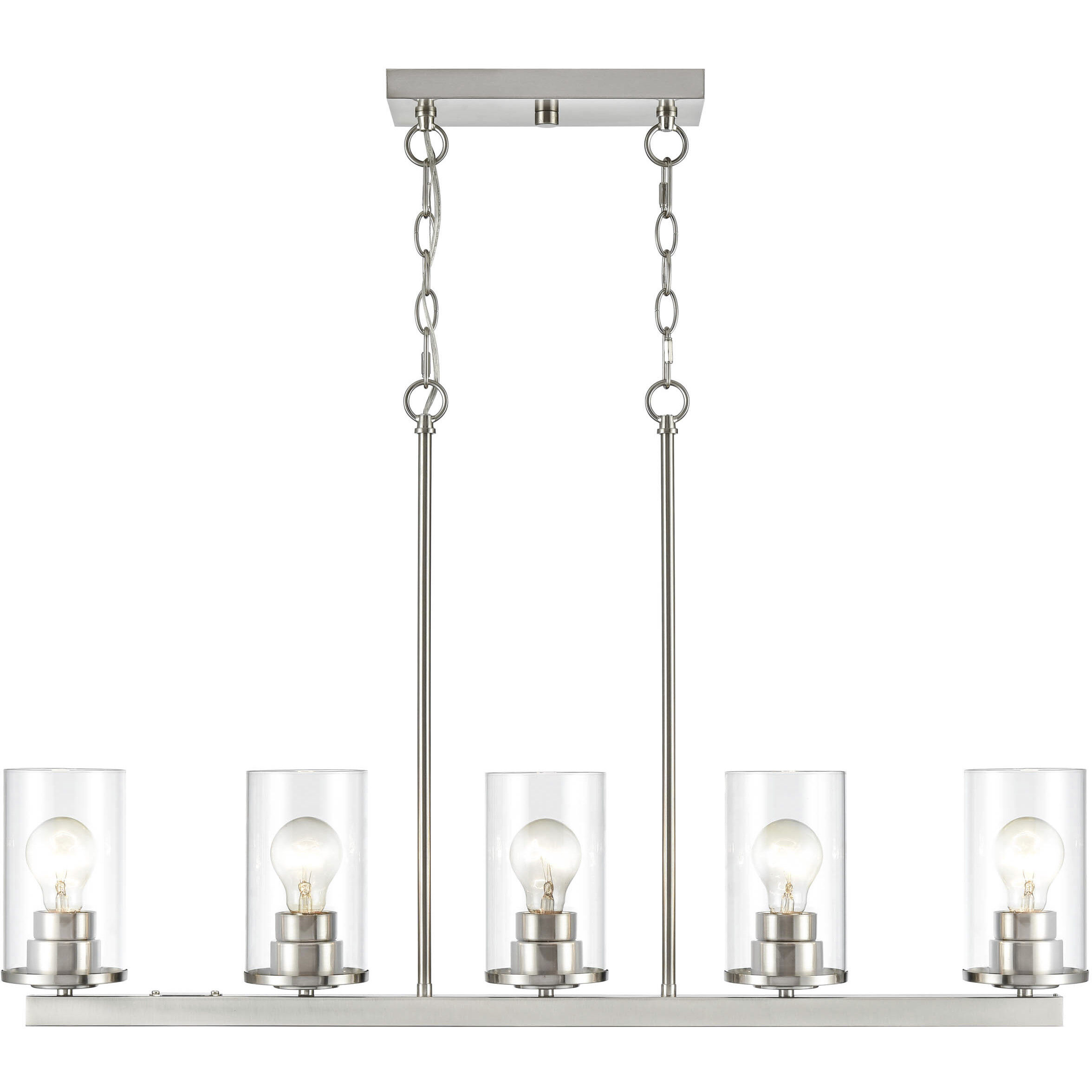 Verlana 5 Light 35 inch Brushed Nickel Linear Chandelier Ceiling Light